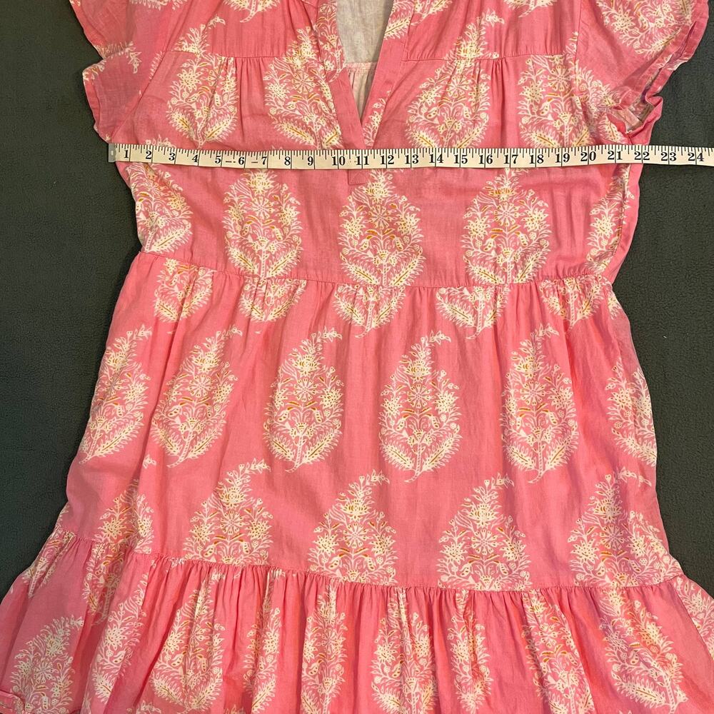Madison Mathews Dress Sz XL Pink Tiered Cottage Floral Prairie Cotton Flowy FLAW - Picture 8 of 8